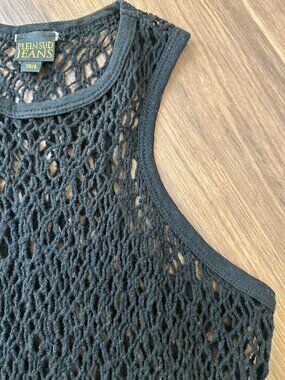 Vintage Y2K Plein Sud Jeans Black Open Knit Mesh Racerback Tank | Sz XS/S
